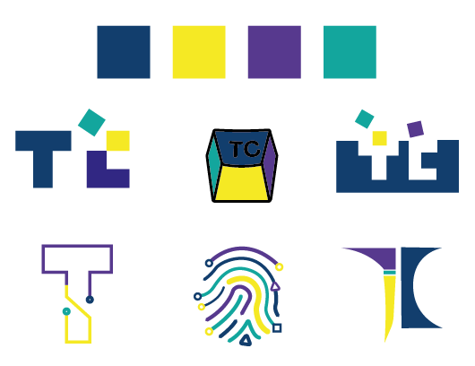 Tech Collider logo rough sketches
